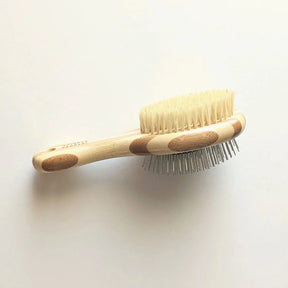 Bamboo Two-Sided Bristle and Wire Pet Brush