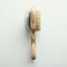 Bamboo Two-Sided Bristle and Wire Pet Brush