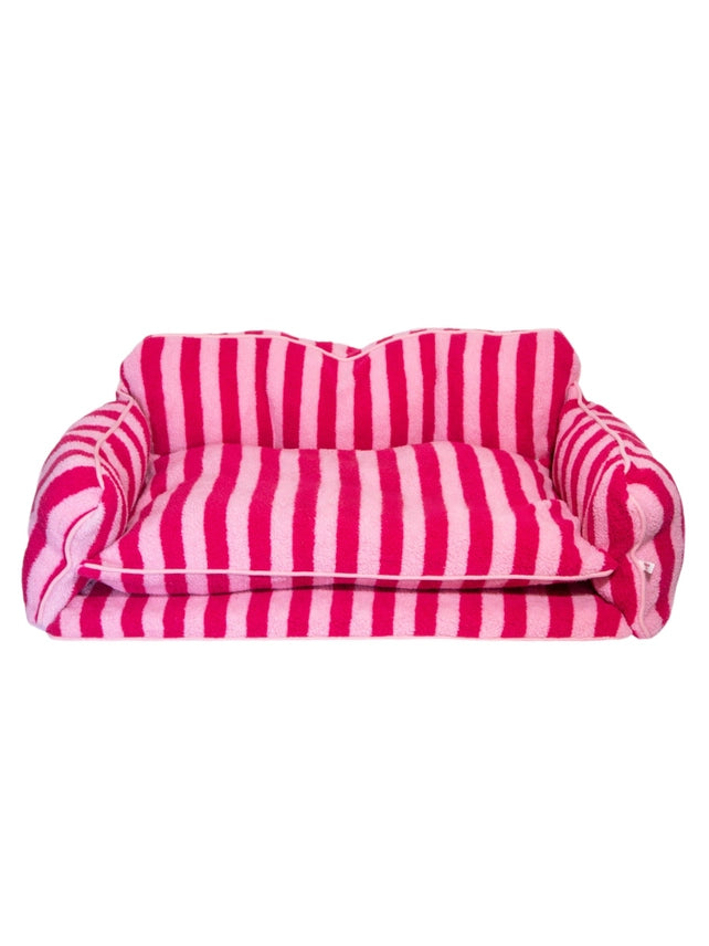 Dog Bed Sofa Striped Pretty Pink