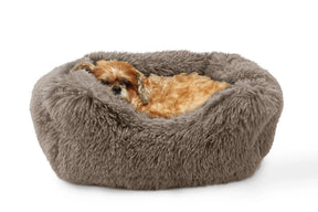 Precious Tails - Cuddler Round Luxe Faux Fur Pet Bed, Taupe