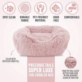 Precious Tails - Cuddler Round Luxe Faux Fur Pet Bed, Ice Gray