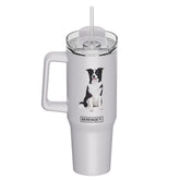 Tumbler with Handle & Straw Border Collie