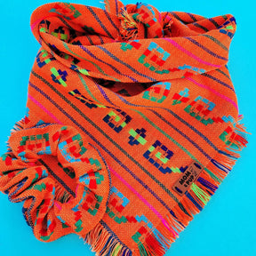 Mom and Pup Co. - Bandana & Scrunchy Matching Orange Aztec