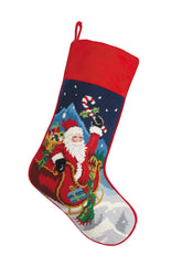 Stocking Santa Sleigh Needlepoint Embroidered