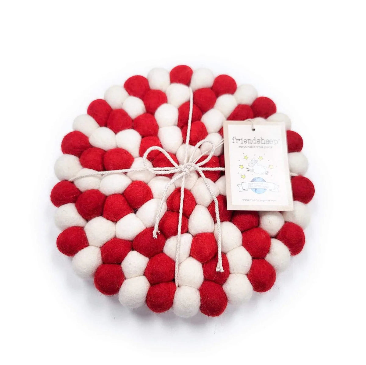 Friendsheep - Eco Coaster & Trivet Candy Cane