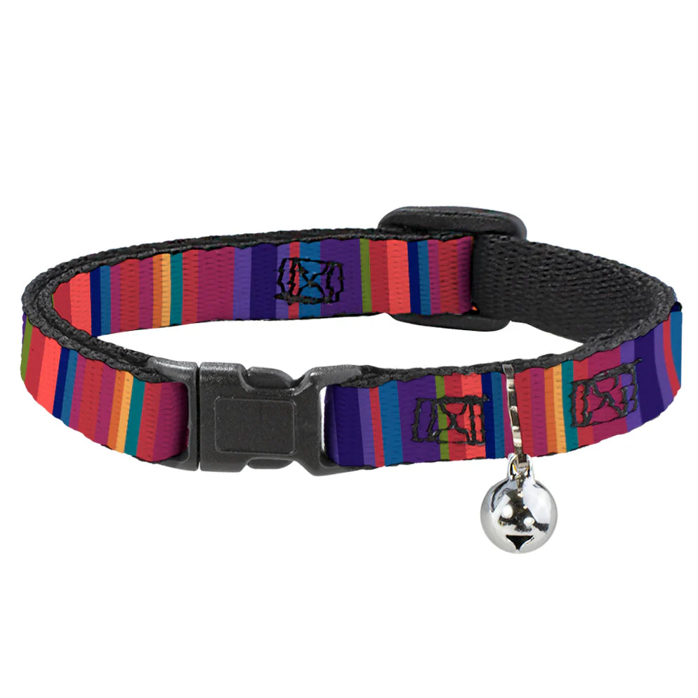 Buckle Down - Cat Collar Breakaway with Bell, Lines Reds Purples