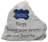 Memorial Stone Dog w/ Bone Inset - Dogs Leave Paw Prints