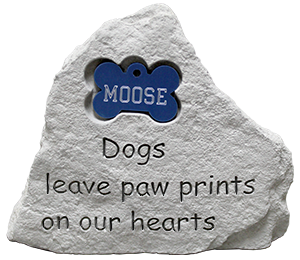 Memorial Stone Dog w/ Bone Inset - Dogs Leave Paw Prints