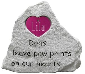 Memorial Stone Dog w/ Bone Inset - Dogs Leave Paw Prints