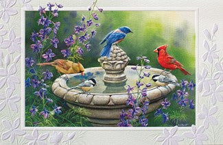 Card Backyard Refreshment Stand B'Day Birds at Birdbath