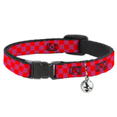 Buckle Down - Cat Collar Breakaway with Bell, Checker Fluorescent Orange Pink