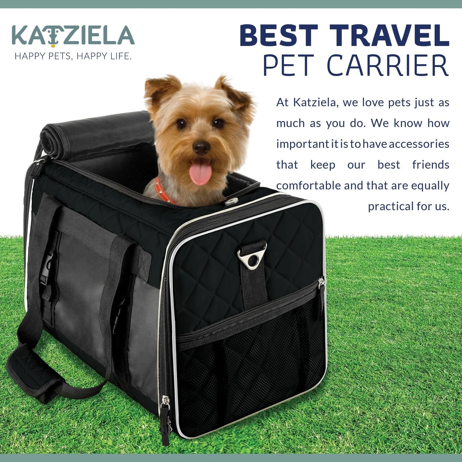 Airline Approved Quilted Companion Carrier Cat & Dog Black