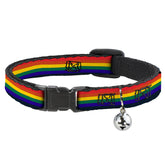 Buckle Down - Cat Collar Rainbow Breakaway w/ Bell Adj 8.5-12"