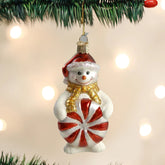 Old World Christmas - Glistening Peppermint Snowman Ornament