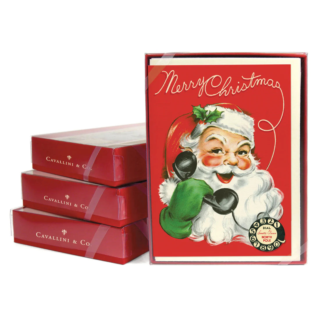 Cavallini & Co. - Boxed Note Cards Telephone Santa