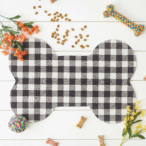 Mat Bone Shaped Buffalo Plaid Black & White