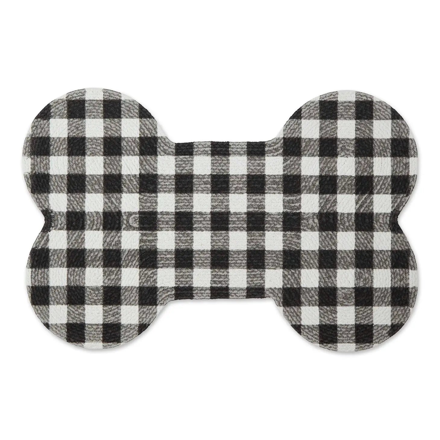 Mat Bone Shaped Buffalo Plaid Black & White