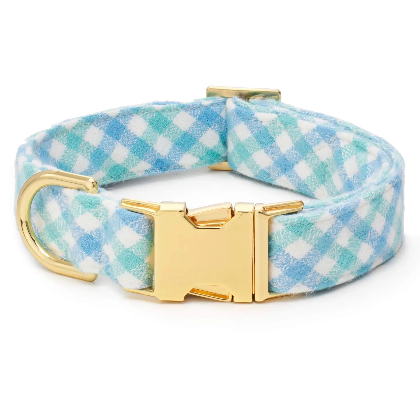 Dog Collar Gingham Cornflower Blue Flannel