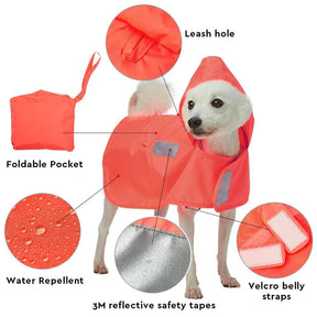 Bright Orange | 3M Reflective Dog Raincoat Hooded