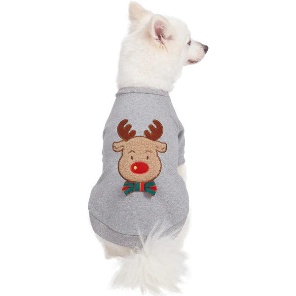 Grey French Terry | All Weather Reindeer Dog Sweater