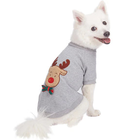 Grey French Terry | All Weather Reindeer Dog Sweater