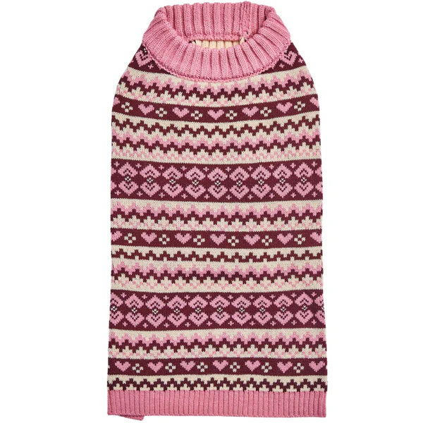 Pink Heart Design | Fair Isle Pullover Dog Sweater