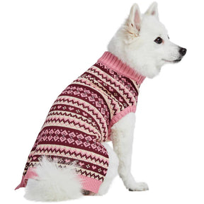 Pink Heart Design | Fair Isle Pullover Dog Sweater