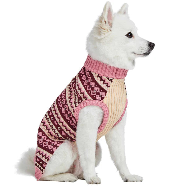 Pink Heart Design | Fair Isle Pullover Dog Sweater