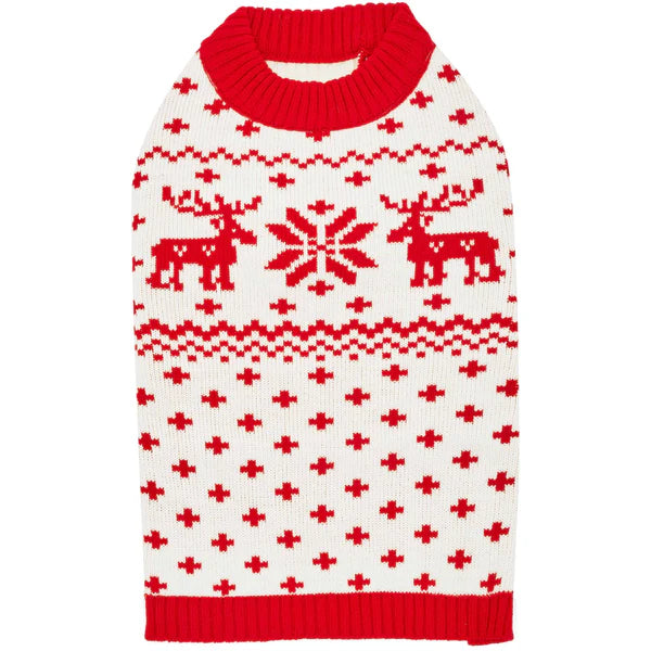 Reindeer and Snowflake Dog Sweater