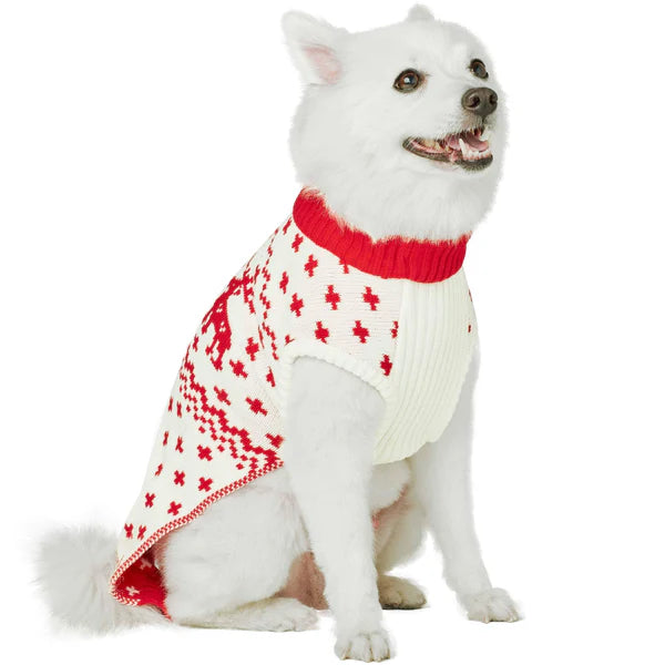 Reindeer and Snowflake Dog Sweater