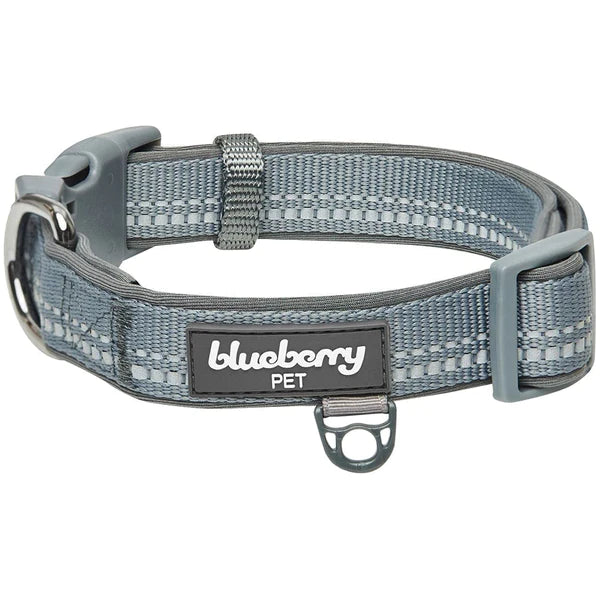 Grey | 3M Reflective Neoprene Padded Dog Collar