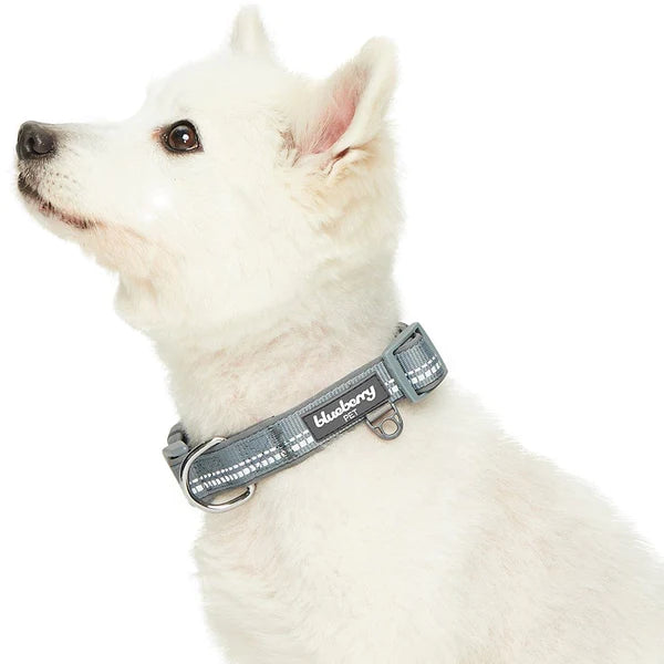 Grey | 3M Reflective Neoprene Padded Dog Collar