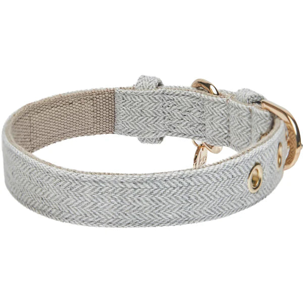 Greyish Beige | Textured Tweed Dog Collar