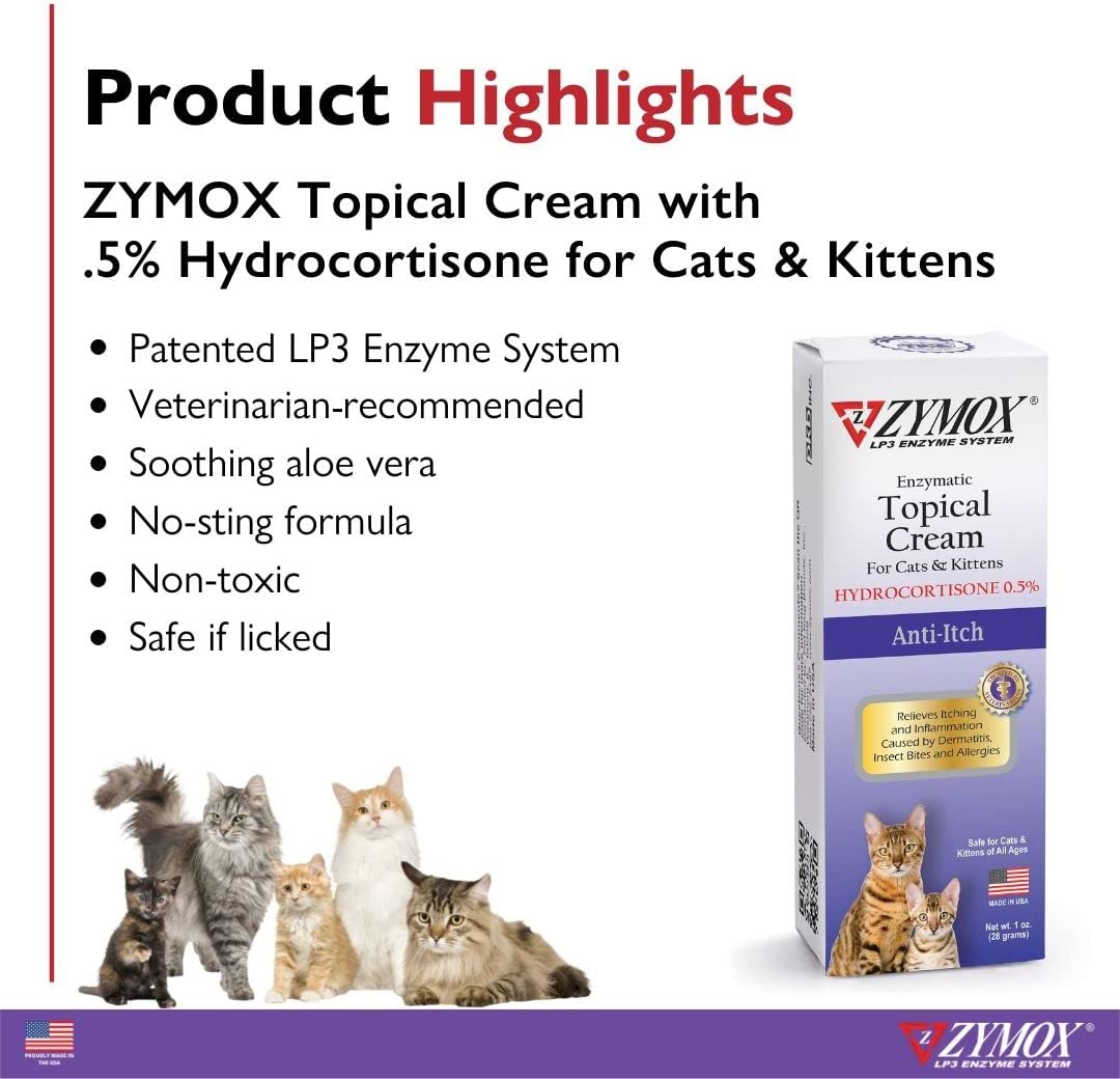 Pet Kings -  Zymox Enzymatic Topical Cream Cats 0.5% Hydrocortisone