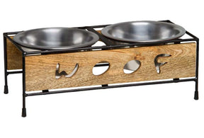 Loving Pets - Wooden Woof Double Diner Bk