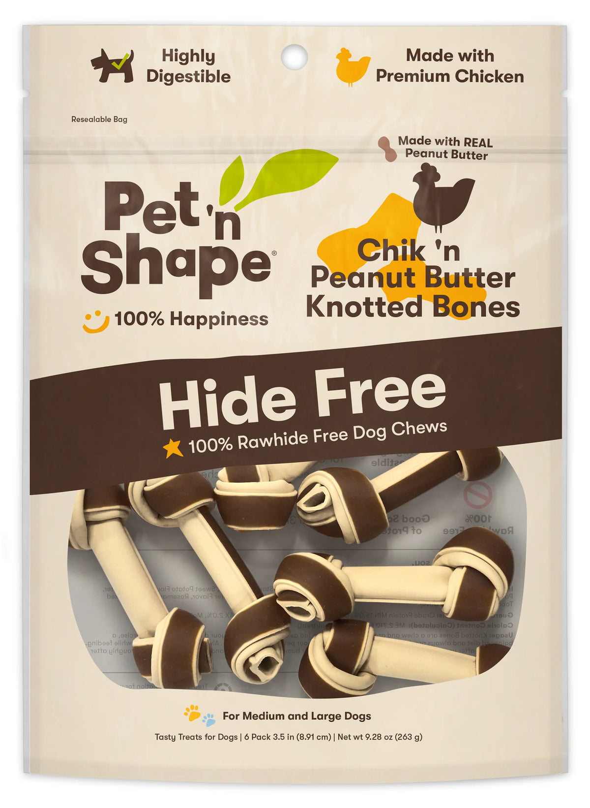 Pet 'n Shape - Hide Free Chick 'n Peanut Butter Knotted Bones