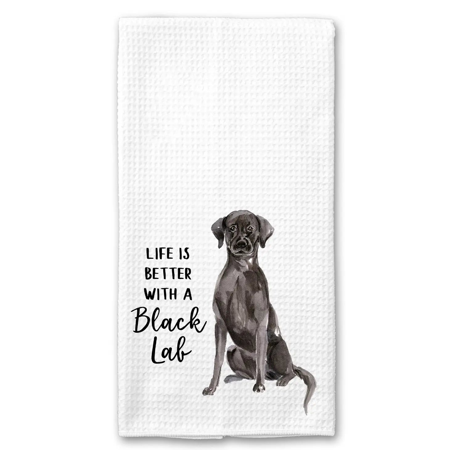 Waffle Kitchen Towel- Life is Better with a Black Lab