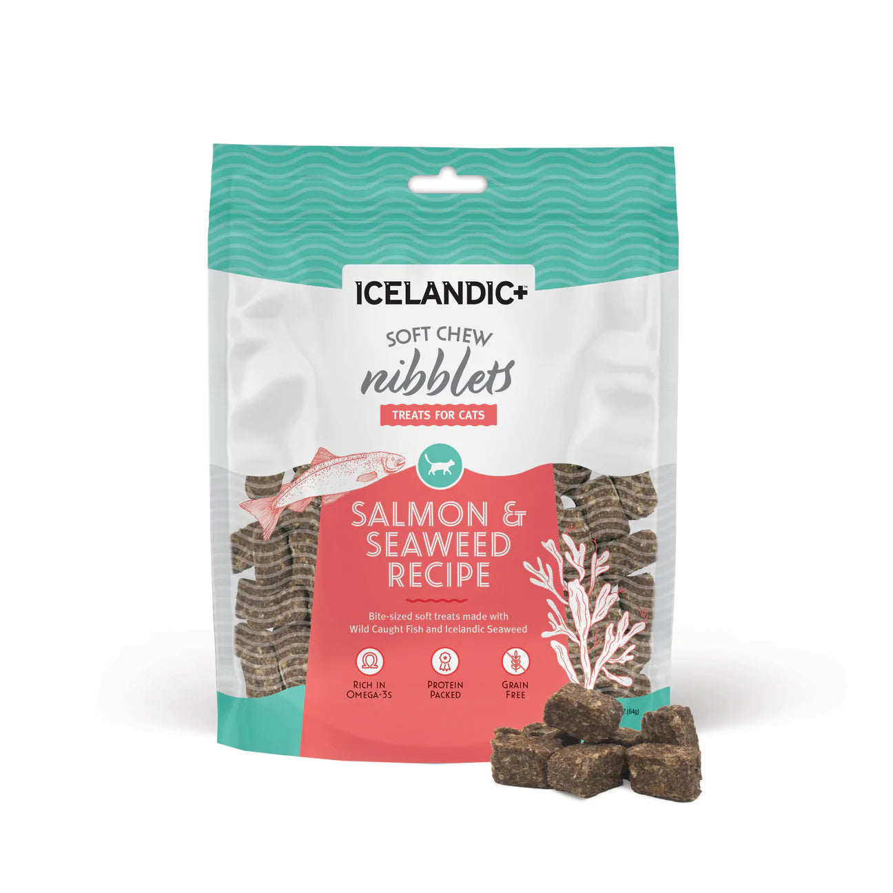 Icelandic+ - Soft Chew Nibblets Salmon &	Seaweed Treats For Cats