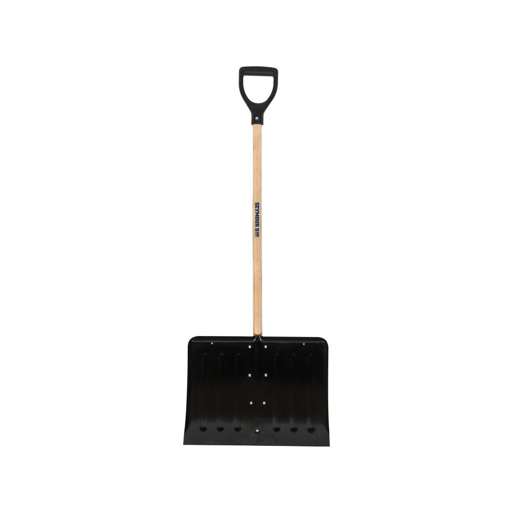 Snow Shovel 18" Steel w/ Wood Handle , Poly D-Grip