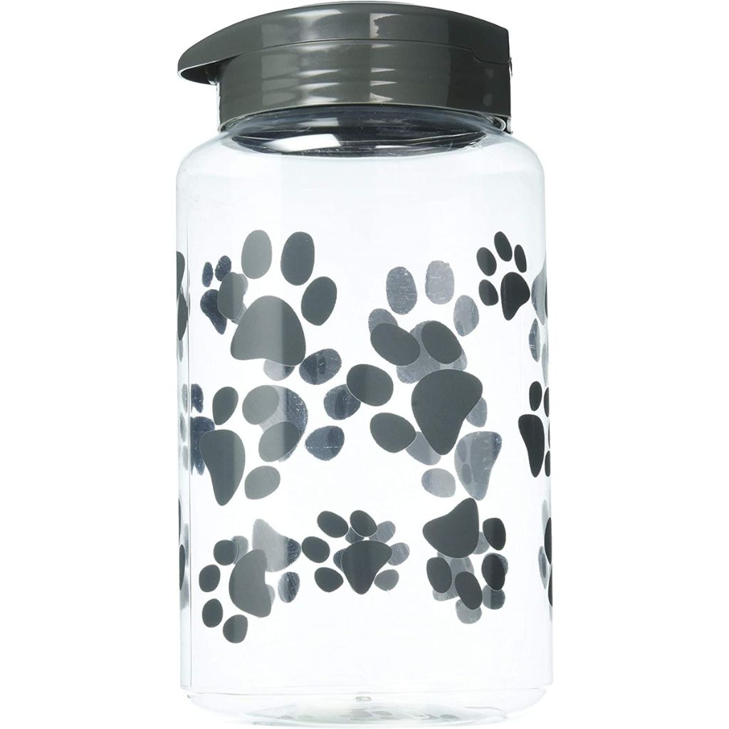 Lixit - Treat Jar Dog Black Lid-Jar w/ Bk Paw Prints