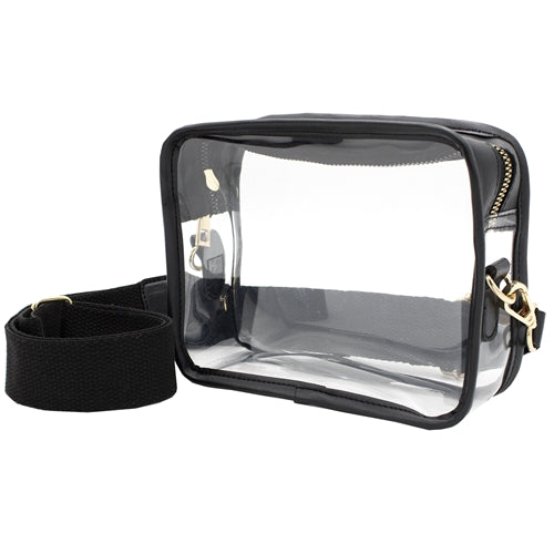 Camera Crossbody - Clear PVC w Black 8" x 6” x 2"