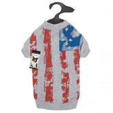 Tee America's Pup Distressed Flag Print - Grey