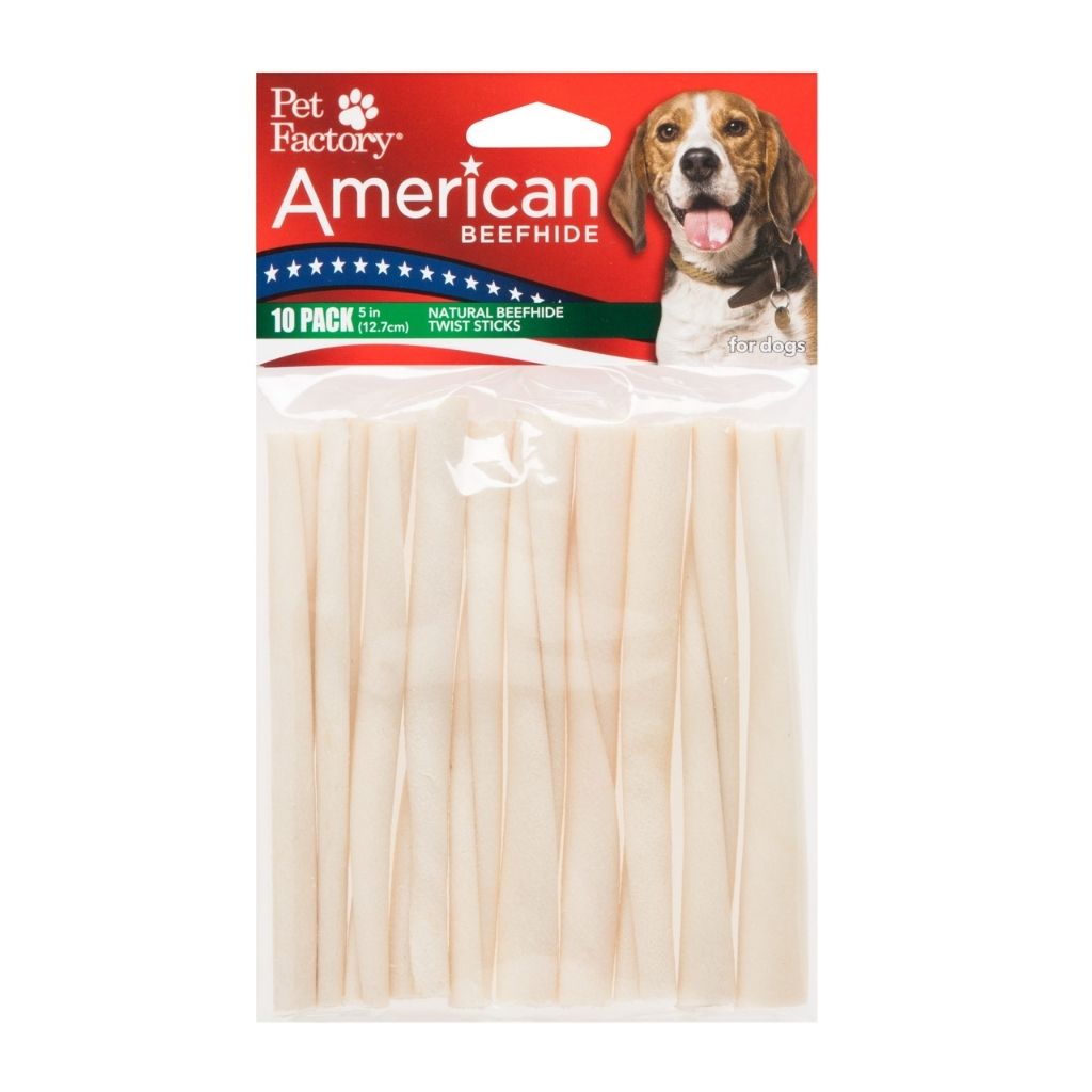 Twist Sticks Rawhide American Beefhide  5" 10 Pack