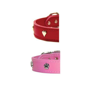 Leather Brothers - Collar Leather Stitched -Studs And Spikes Red 3/4"