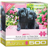 Puzzle Black Labs in Pink Box