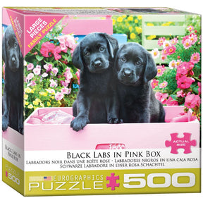 Puzzle Black Labs in Pink Box