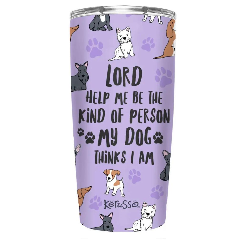 Travel Mug w/ Lid-My Dog Purple w/Dogs