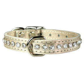 Leather Brothers - Collar Leather With Rhinestones Platinum