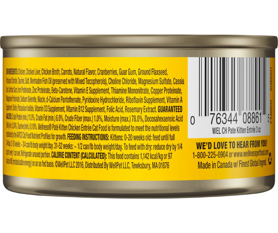 Wellness Complete Health - All Breeds, Kitten Chicken Entrée Paté Canned Cat Food-Southern Agriculture