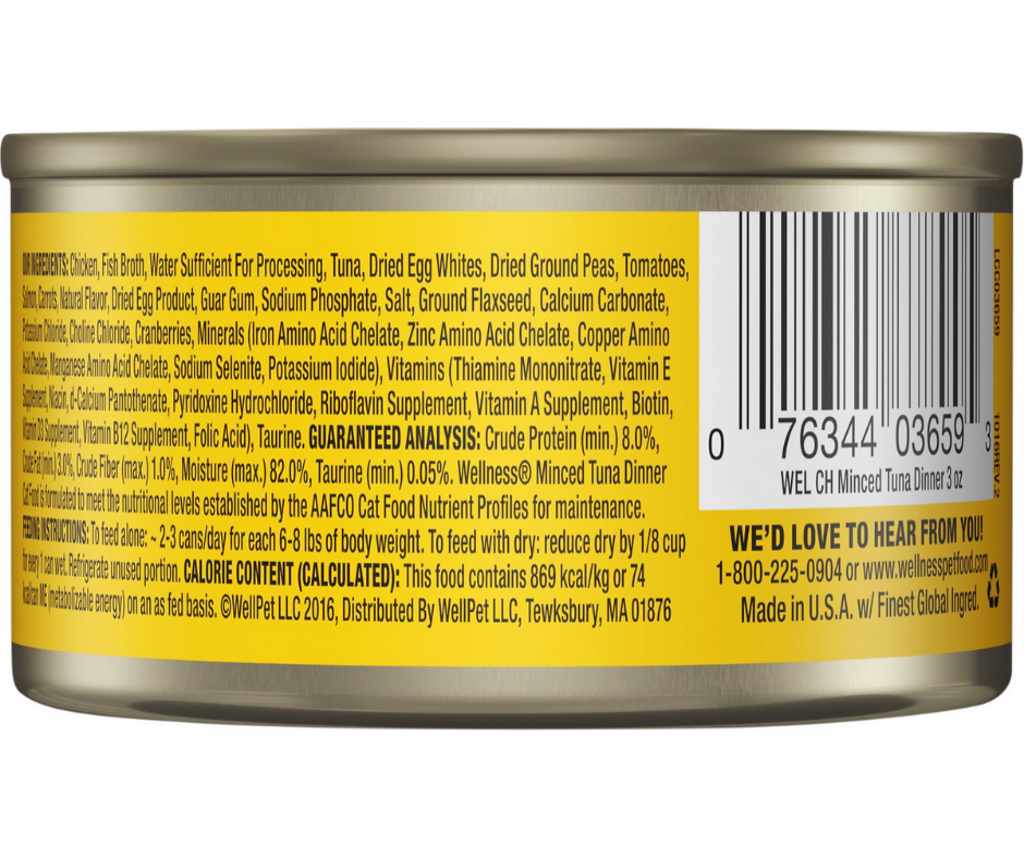 Wellness Complete Health - All Breeds, Adult Cat Minced Tuna Dinner Recipe Canned Cat Food-Southern Agriculture